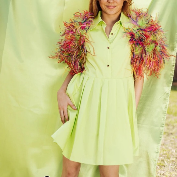 QUEEN OF SPARKLES Dresses Queen Of Sparkles Lime Green Feather